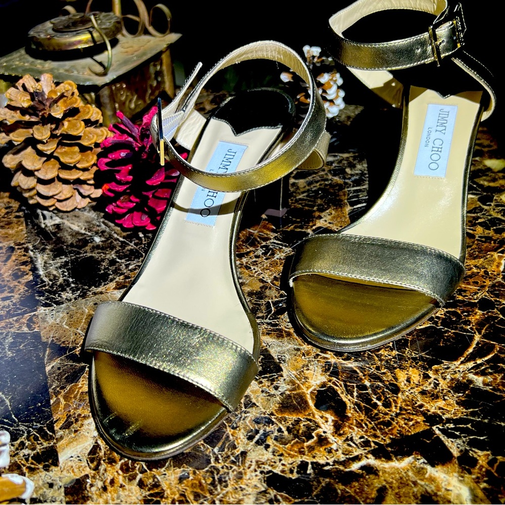 Jimmy Choo City Sandal 65 Light Gold heel